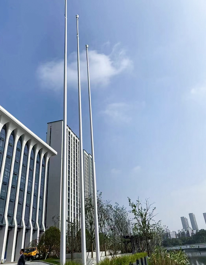 Outdoor aluminum alloy conical hand-cranked lifting flagpole